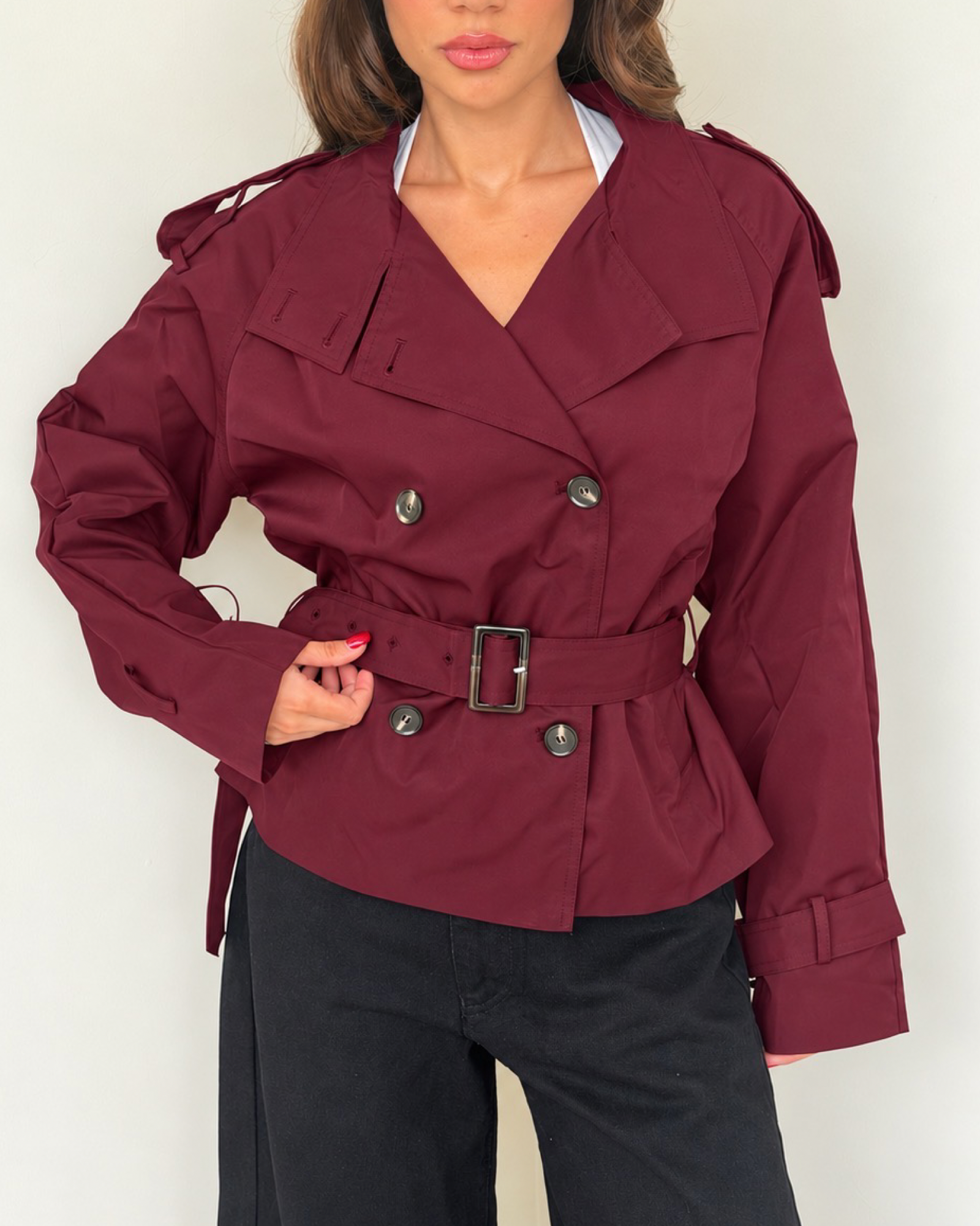 Cropped Trench Coat Jacket