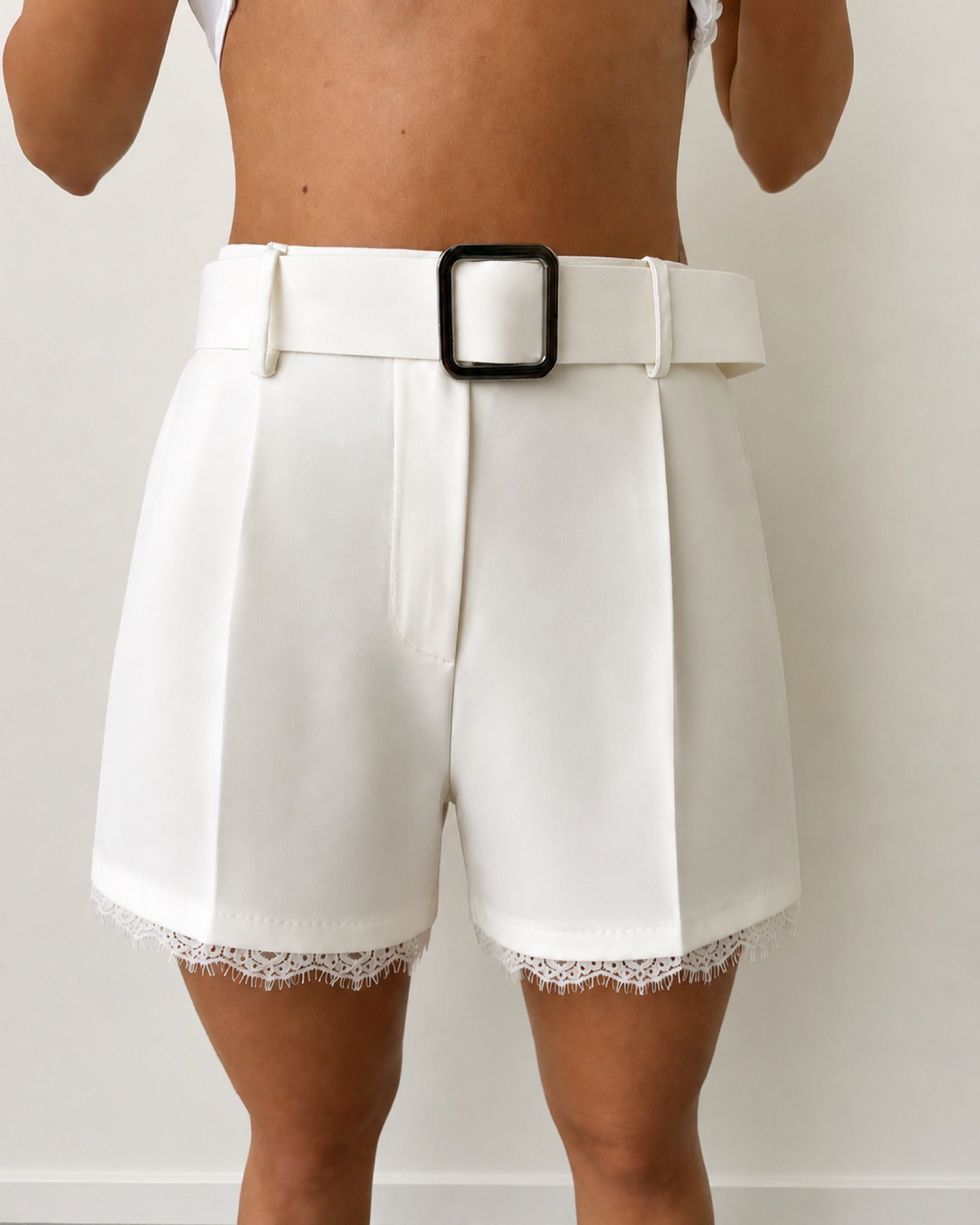 Lace Detail Tailored Shorts