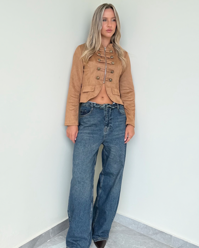 Cross Waist Wide-Leg Jeans
