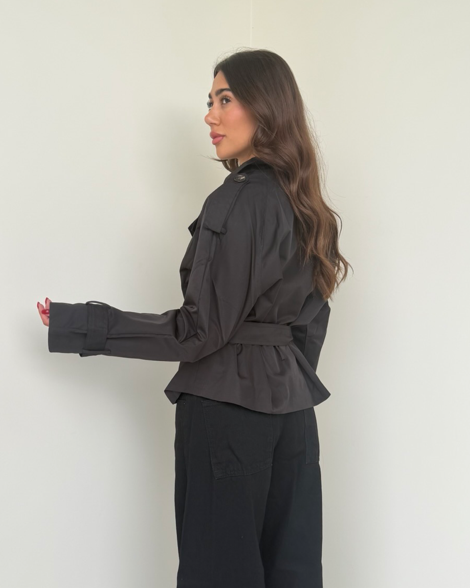 Cropped Trench Coat Jacket