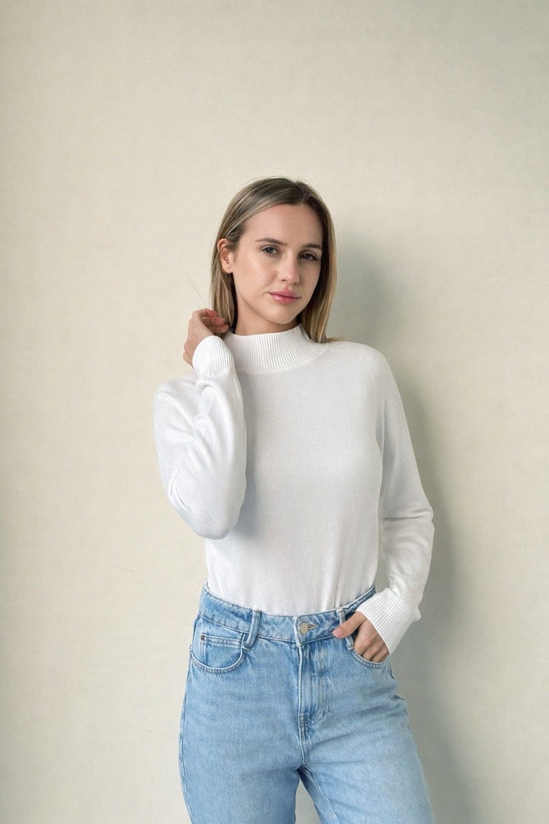 Maya High Neck Wool Top