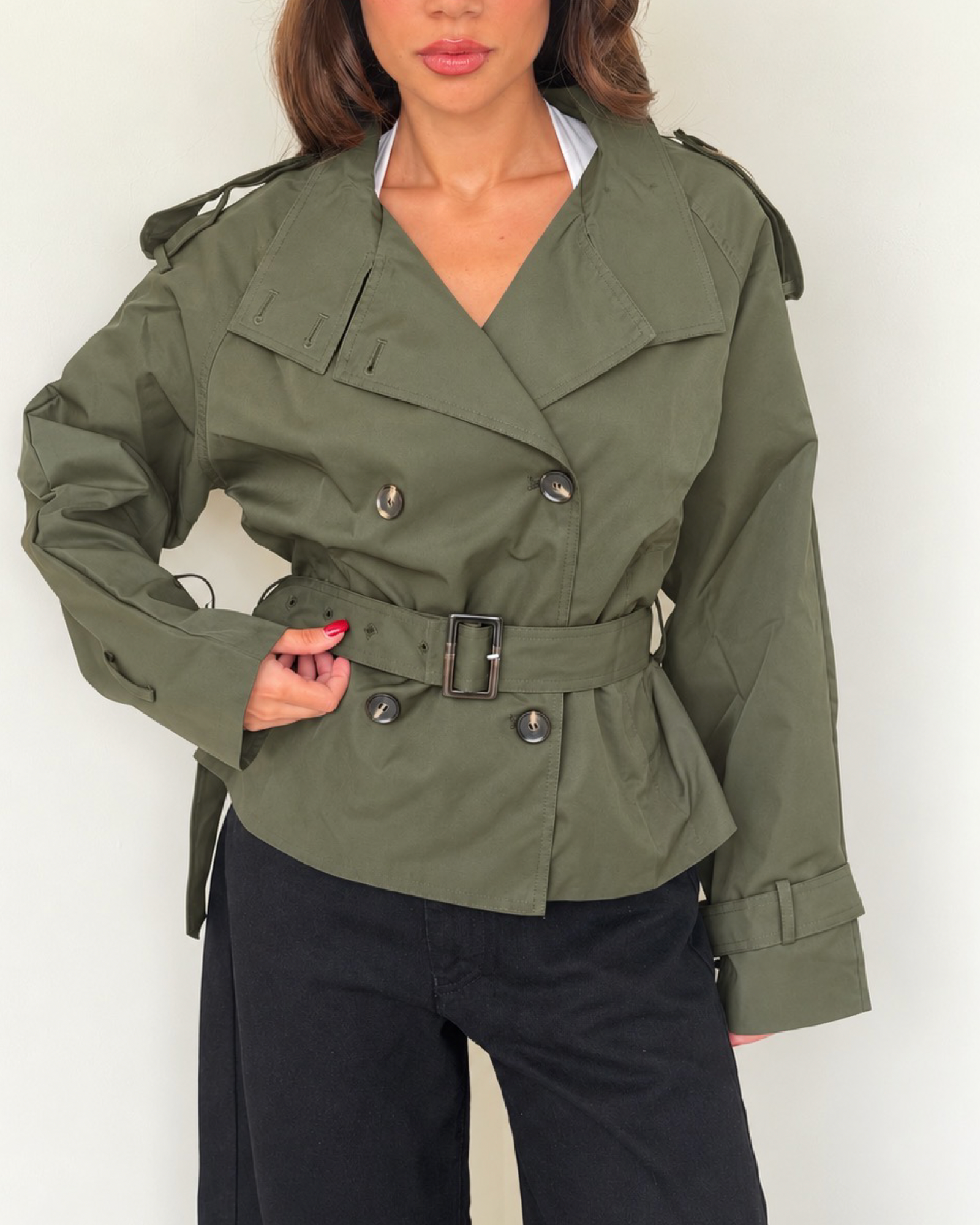 Cropped Trench Coat Jacket