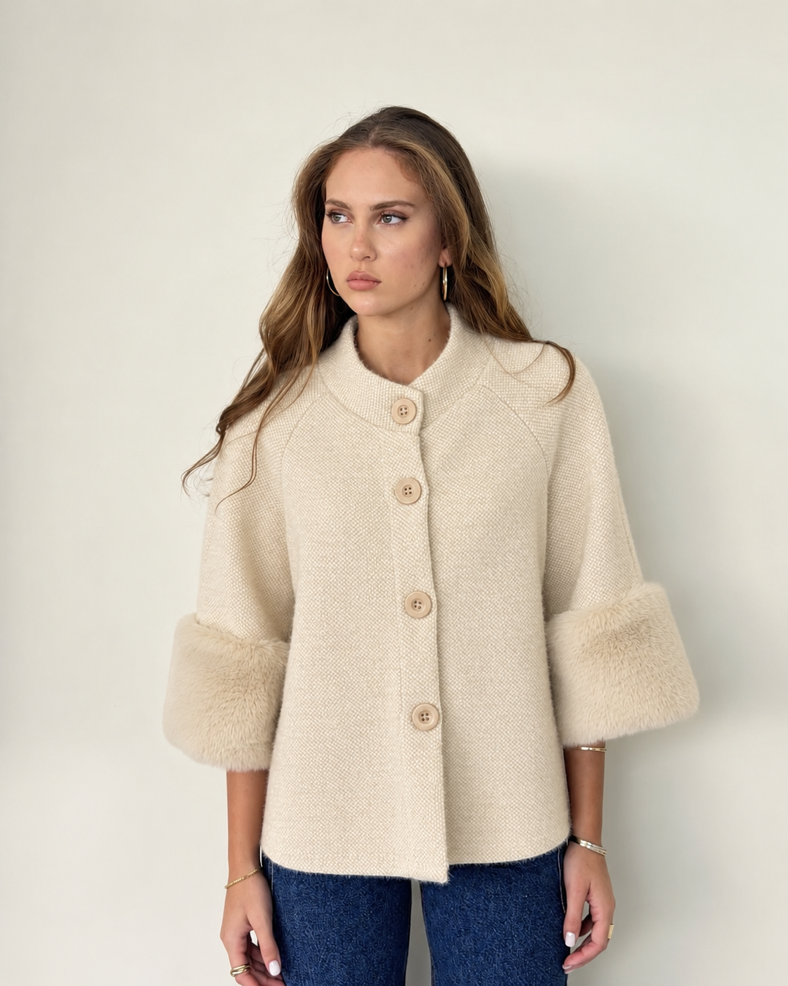 Furry Cuff Cardigan