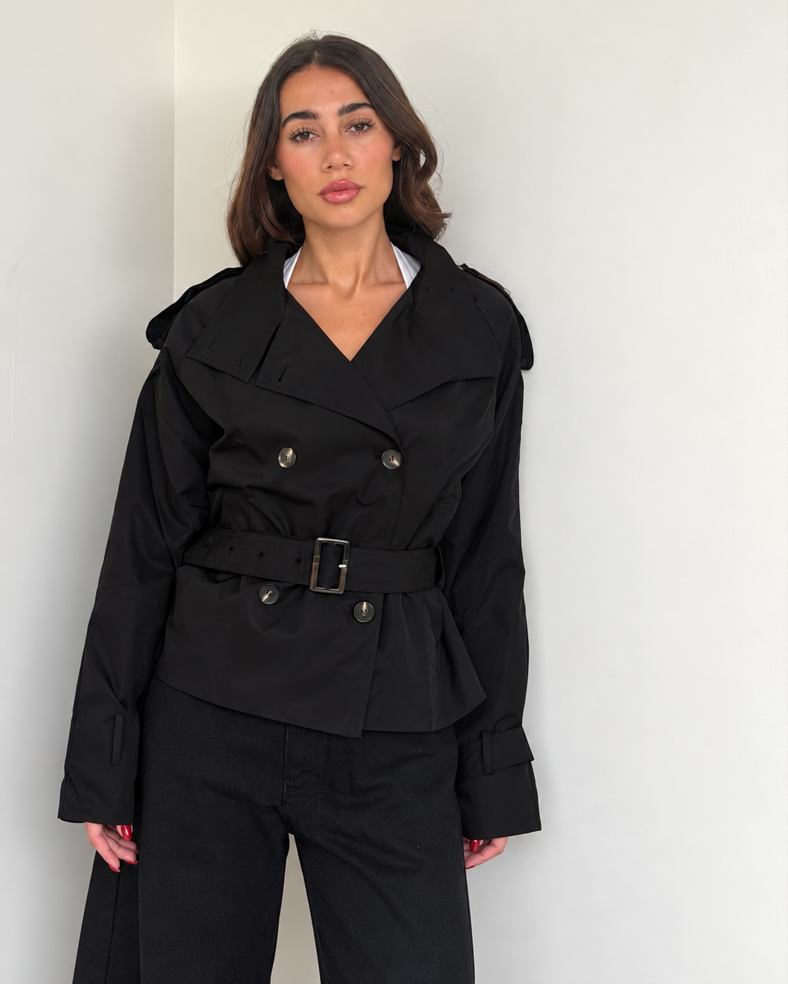 Cropped Trench Coat Jacket