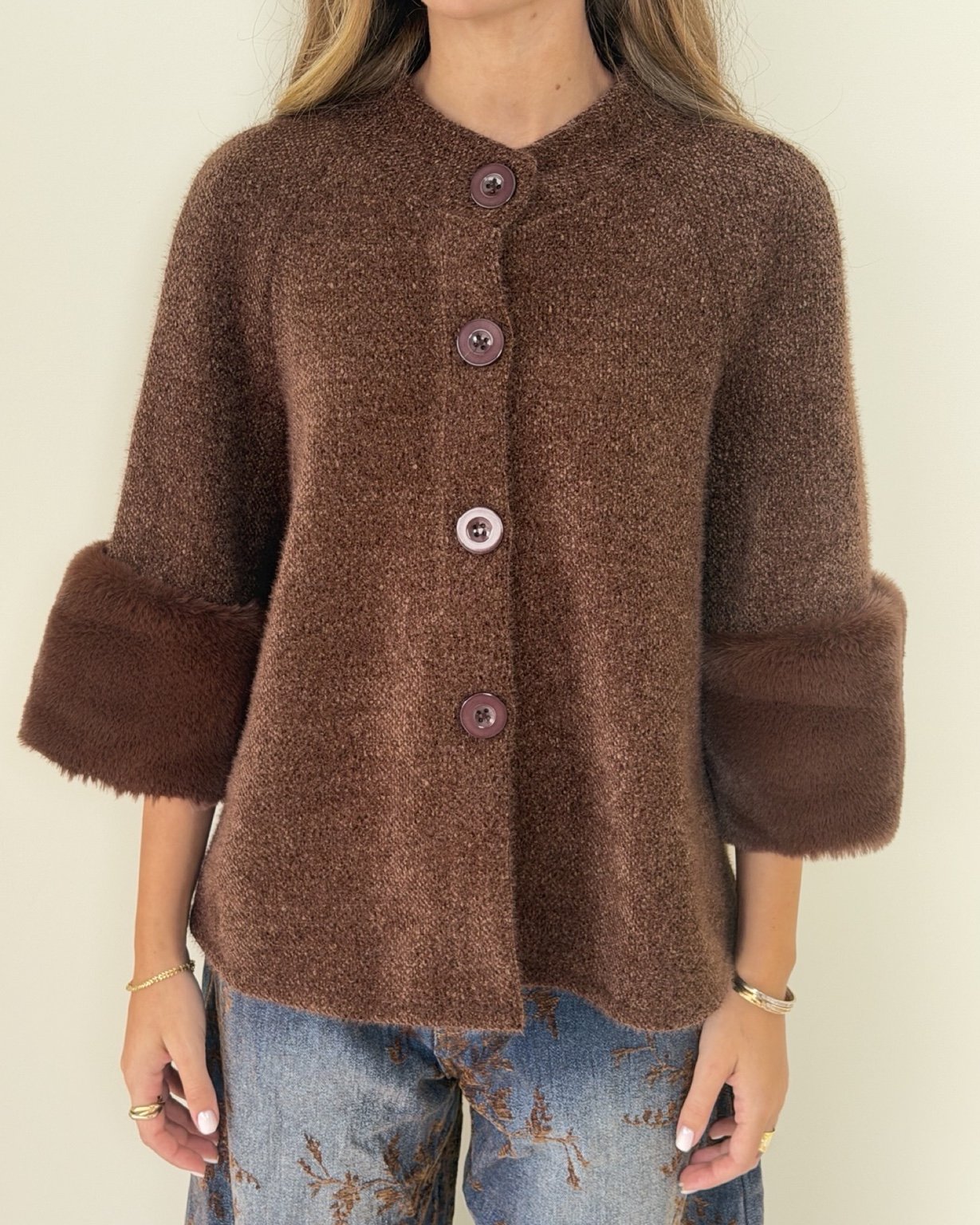 Furry Cuff Cardigan