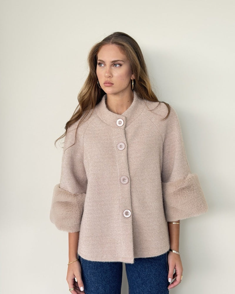Furry Cuff Cardigan