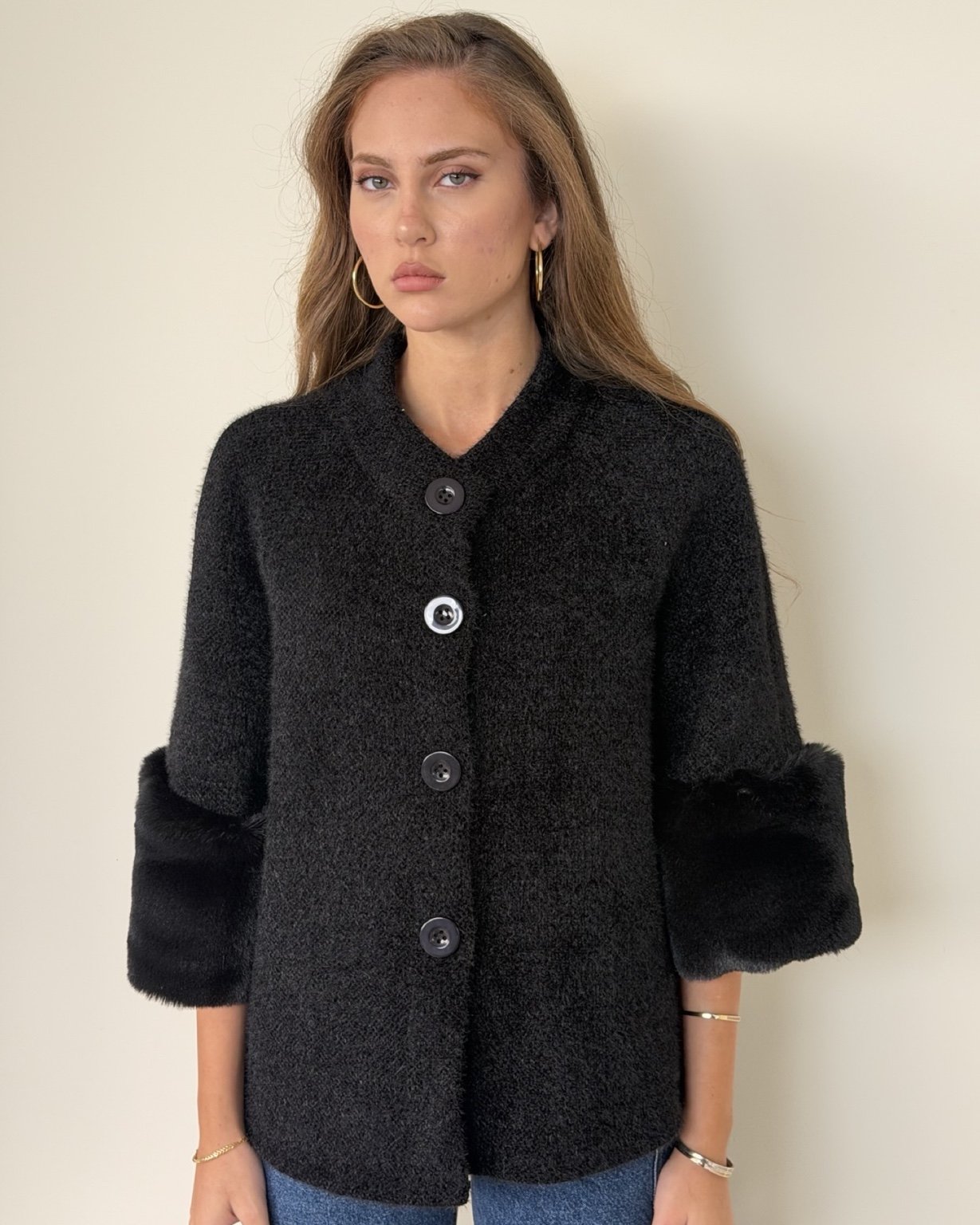 Furry Cuff Cardigan