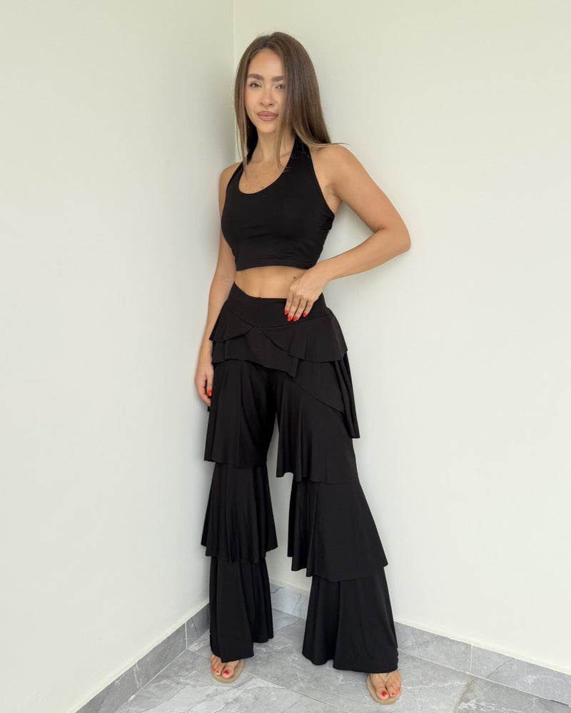 Bonbon Ruffle Set With Halter Neck Top