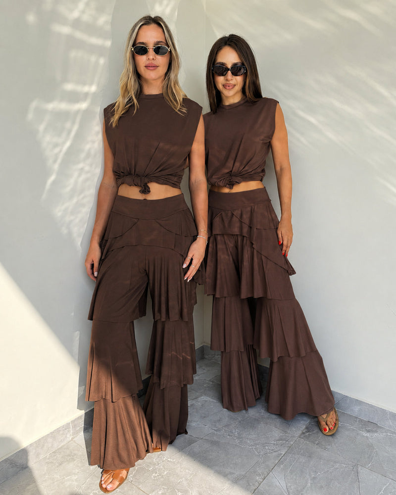 Bonbon Ruffle Set With Sleeveless Top
