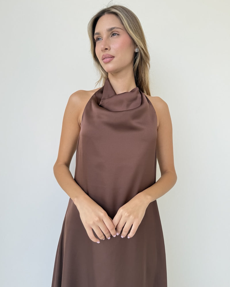 Alessia Halter Neck Silk Dress