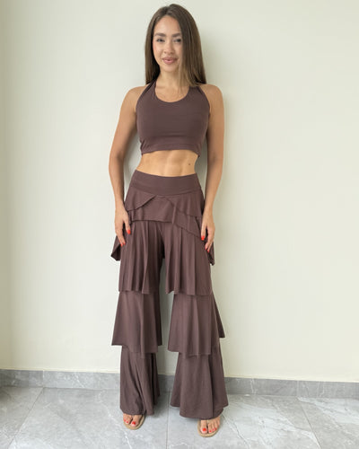 Bonbon Ruffle Set With Halter Neck Top