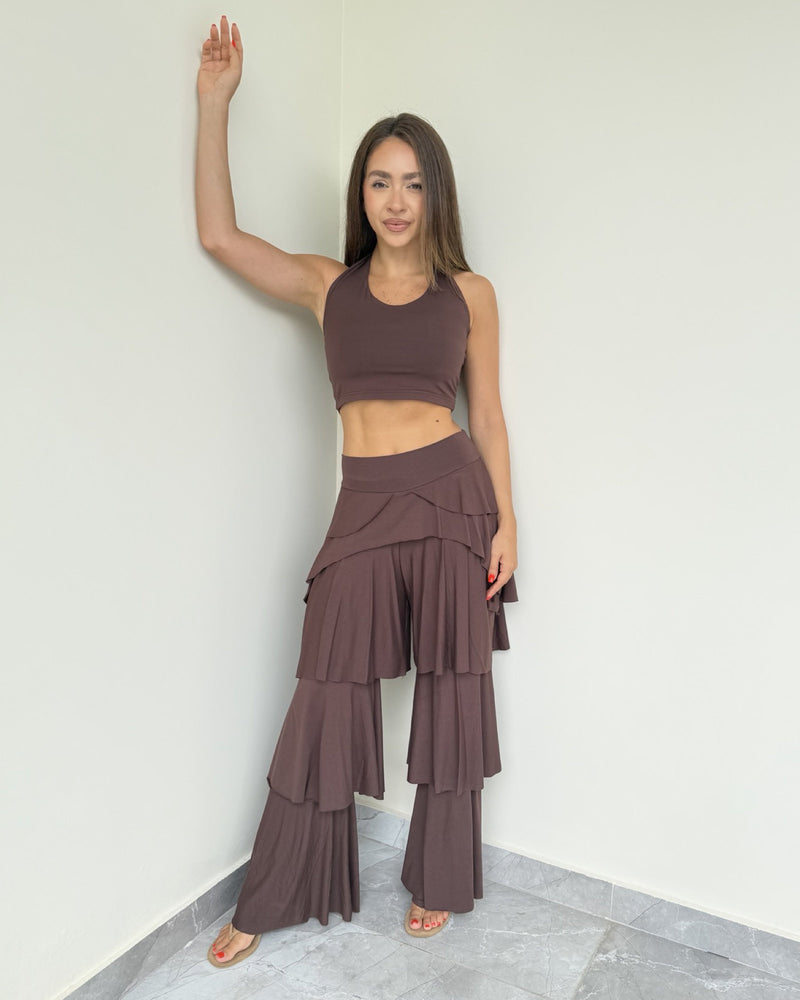 Bonbon Ruffle Set With Halter Neck Top