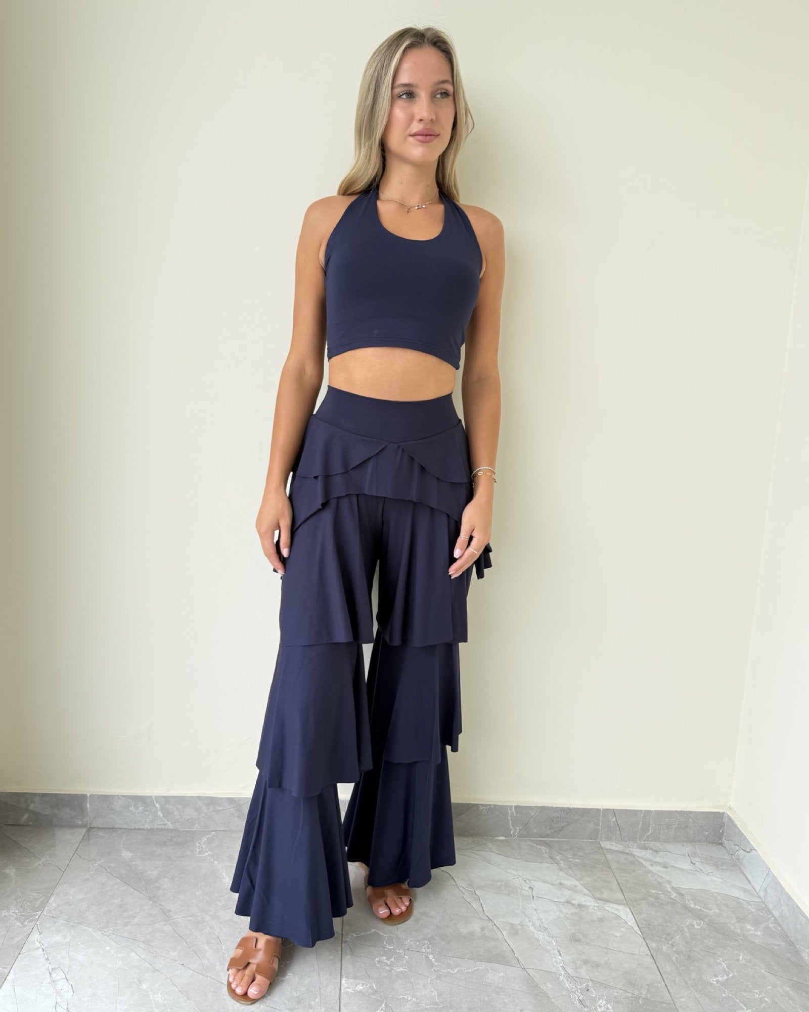 Bonbon Ruffle Set With Halter Neck Top