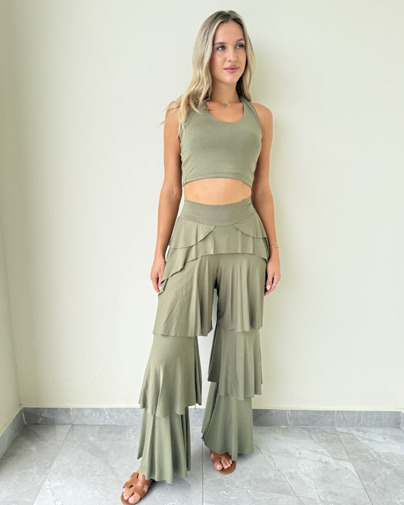 Bonbon Ruffle Set With Halter Neck Top