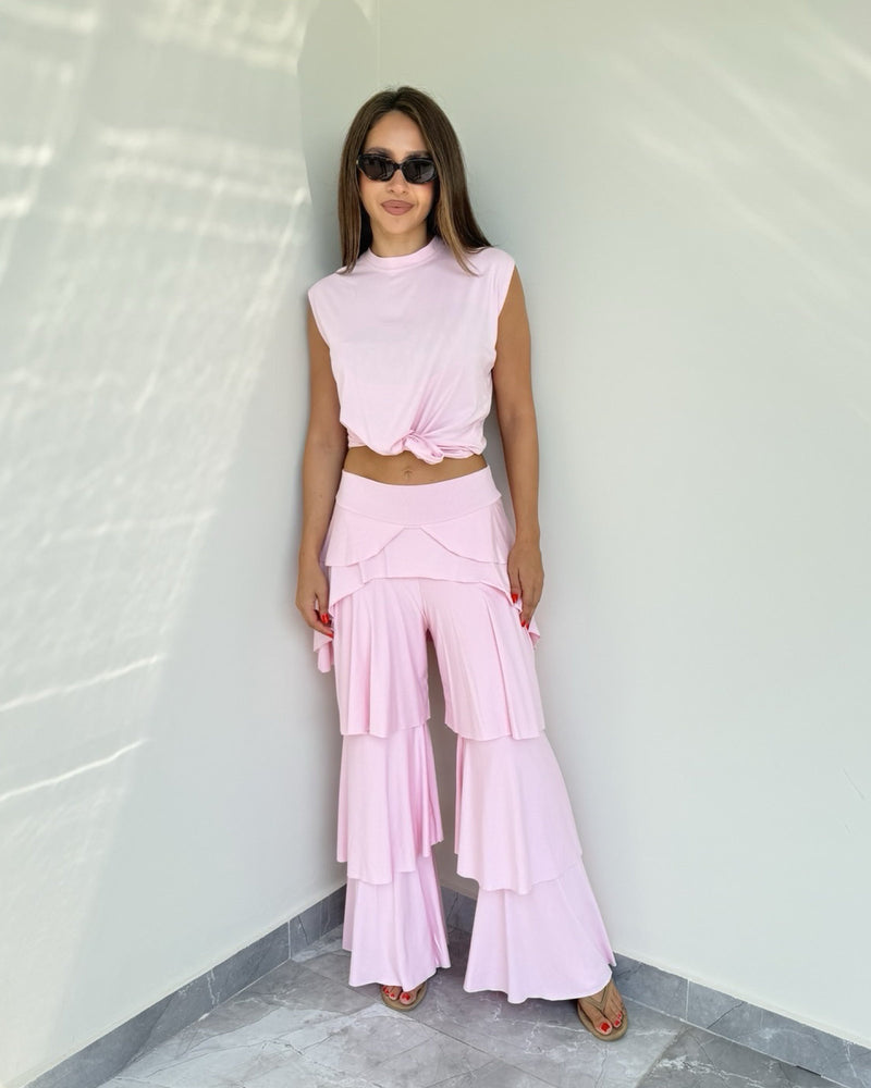 Bonbon Ruffle Set With Sleeveless Top