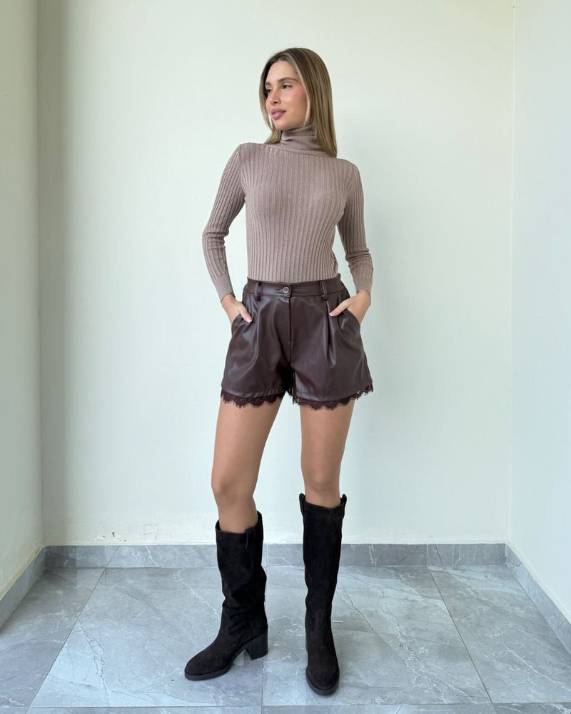 Gia Leather Lace Shorts