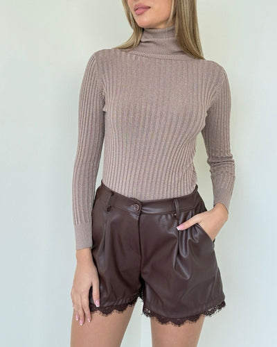 Gia Leather Lace Shorts