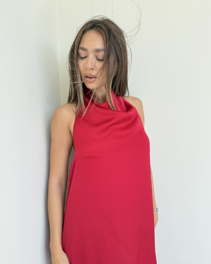 Alessia Halter Neck Silk Dress