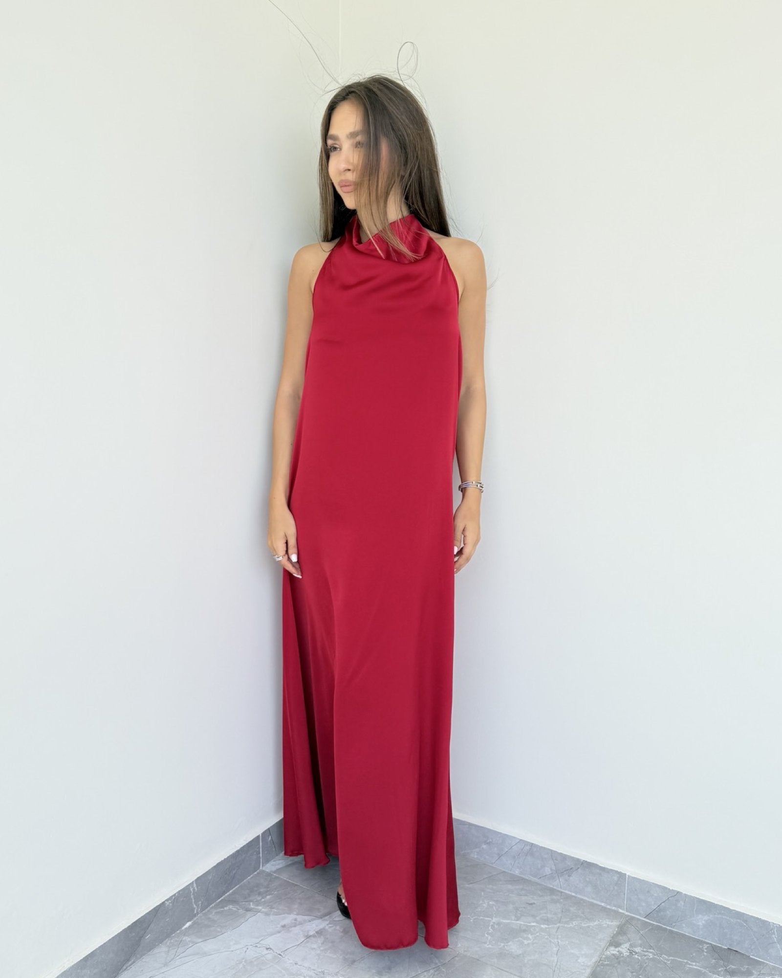 Alessia Halter Neck Silk Dress