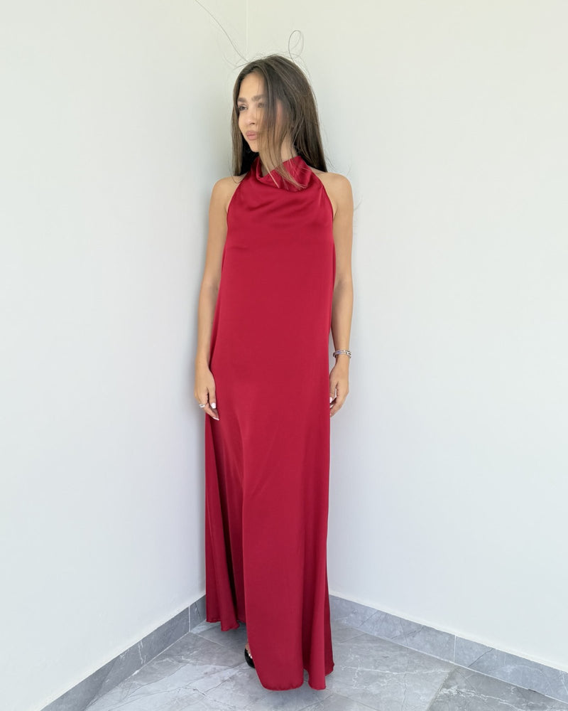 Alessia Halter Neck Silk Dress