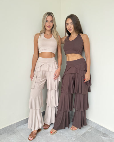 Bonbon Ruffle Set With Halter Neck Top