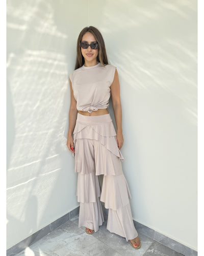 Bonbon Ruffle Set With Sleeveless Top