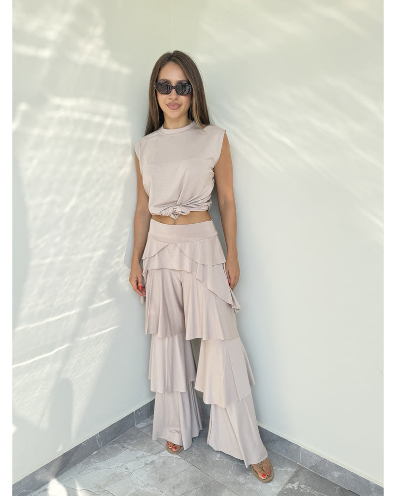 Bonbon Ruffle Set With Sleeveless Top