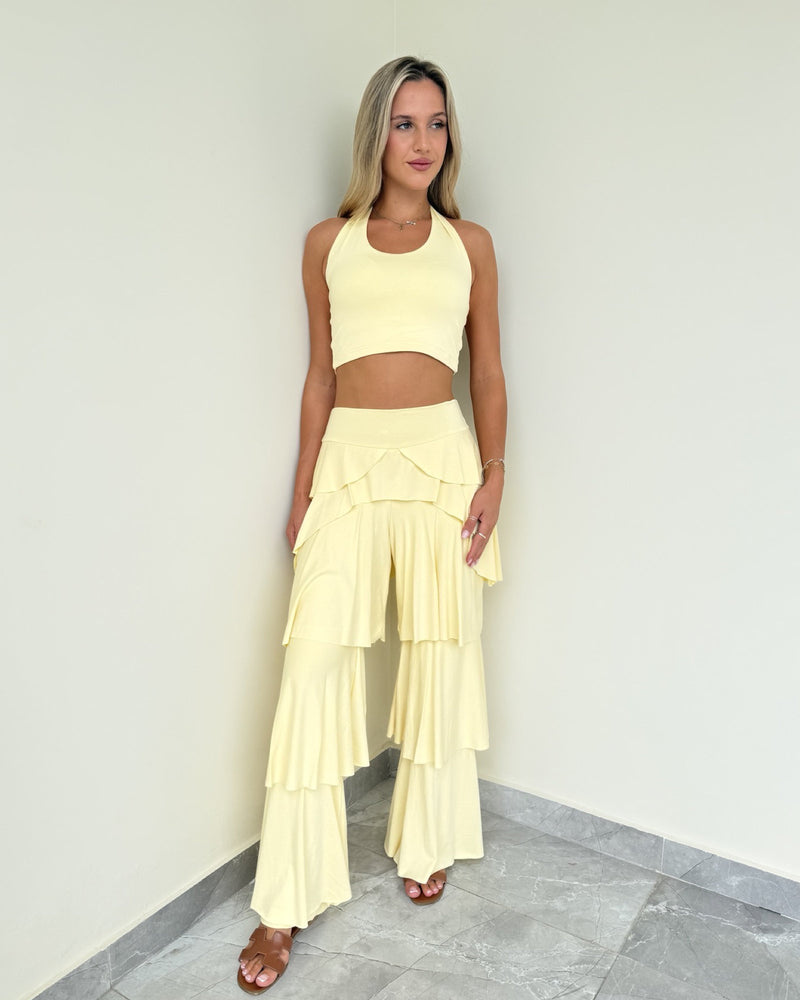 Bonbon Ruffle Set With Halter Neck Top